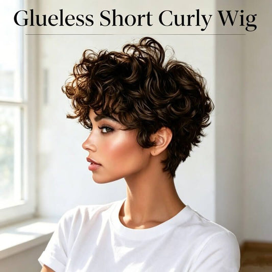 3 Seconds Wear Pixie Cut Wig Human Hair Glueless Short Curly Wig Pre Plucked