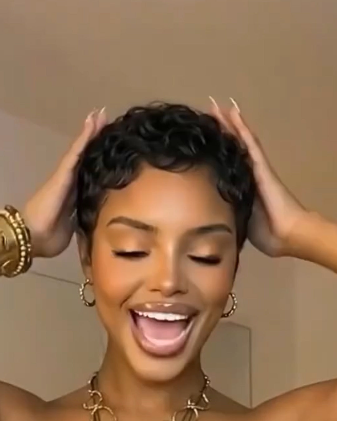 Short Pixie Cut Egg Wavy Curly Bomb Wig