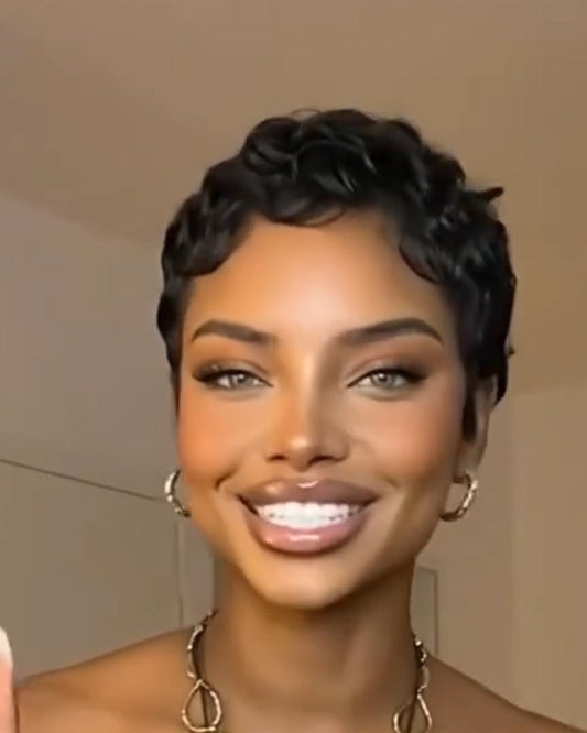 Short Pixie Cut Egg Wavy Curly Bomb Wig