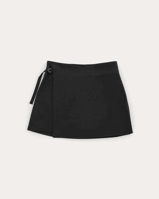 Tailored Drape Mini Skort | Black