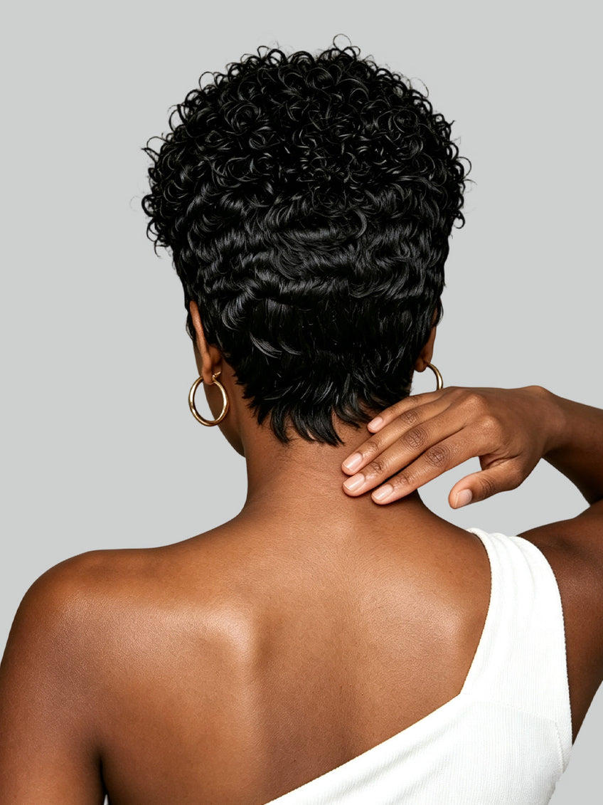 Short Curly Pixie Wig Multiple colors with bang