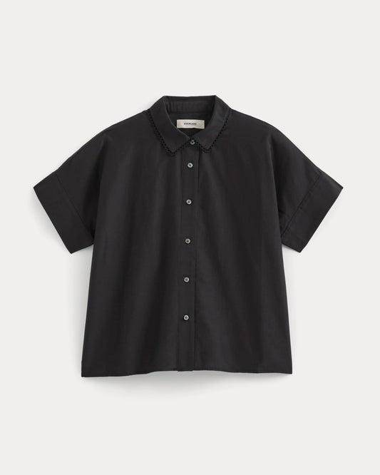 Scalloped-Collar Square Shirt | Black