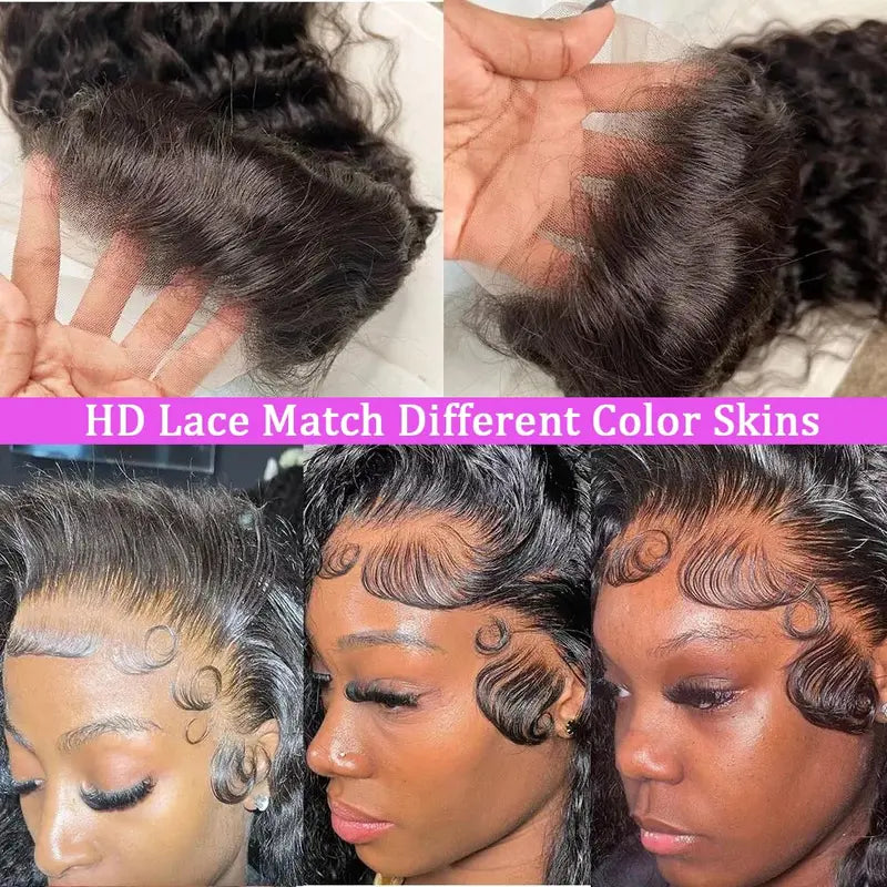 220% Density Curly Hair Wigs HD Transparent 13x6 Lace Front Wigs Brazilian Deep Curly Pre Plucked Human Hair Wigs Deep Wave Lace Frontal Wigs For Women