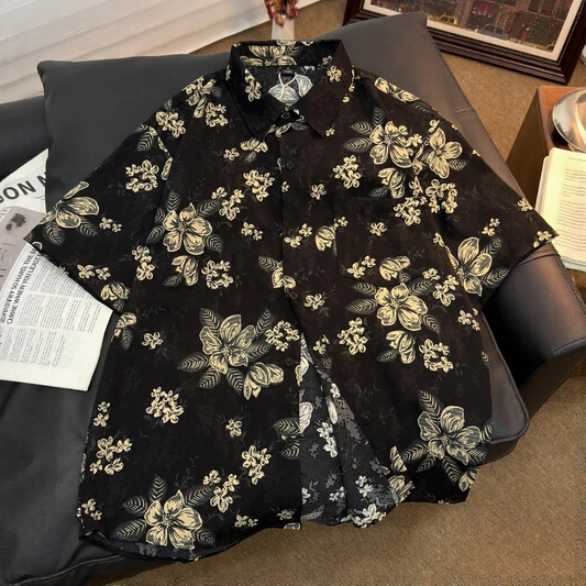 Vintage Lapel Short Sleeve Shirt