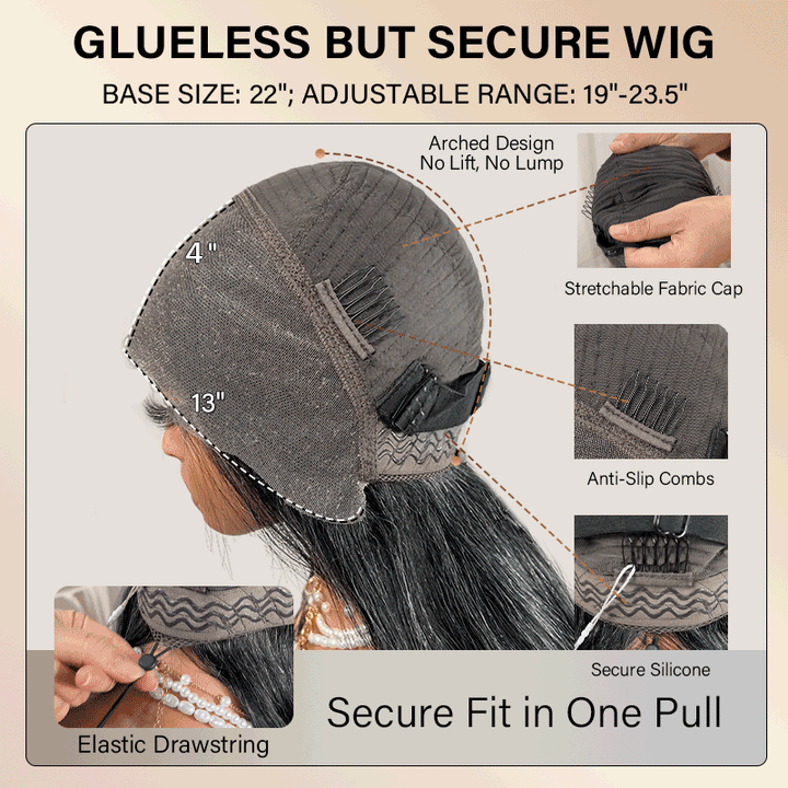 Lydia | Timeless Salt & Pepper 13x4 Lace Full Frontal Wig Water Wave Human Hair Gray Wig For Women