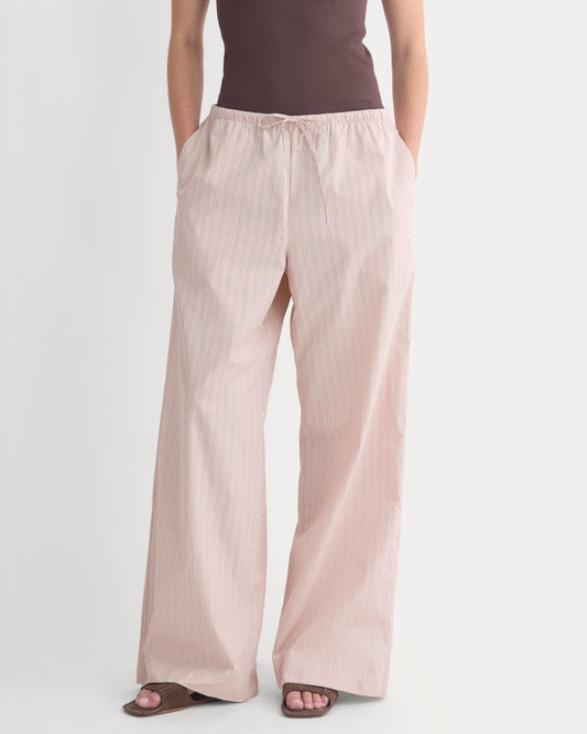 Wide-Leg Drawstring Pant in Washed Poplin | Burnished Lilac/Gardenia