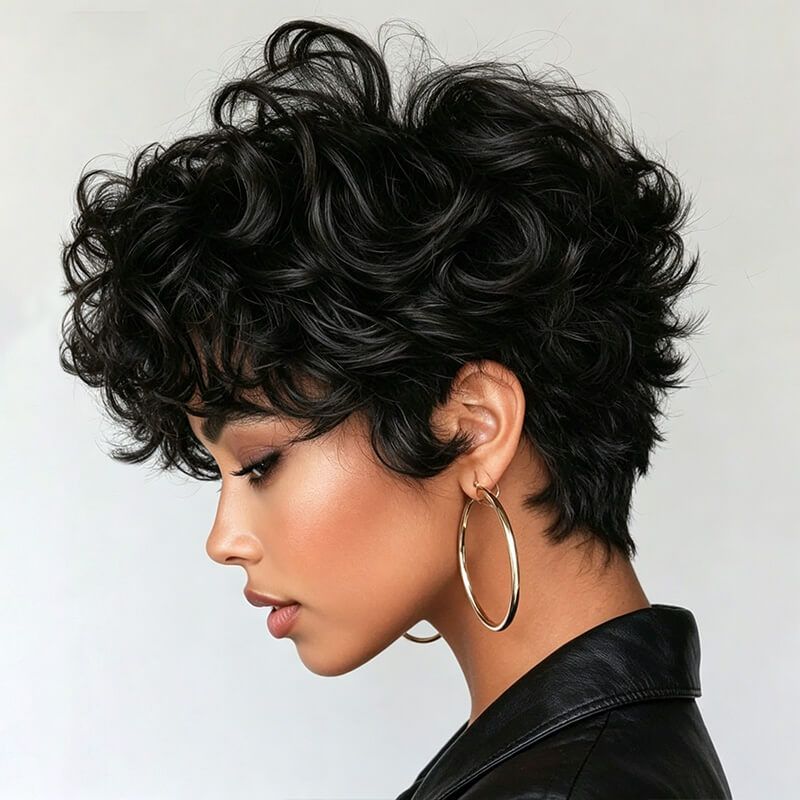 3 Seconds Wear Pixie Cut Wig Human Hair Glueless Short Curly Wig Pre Plucked