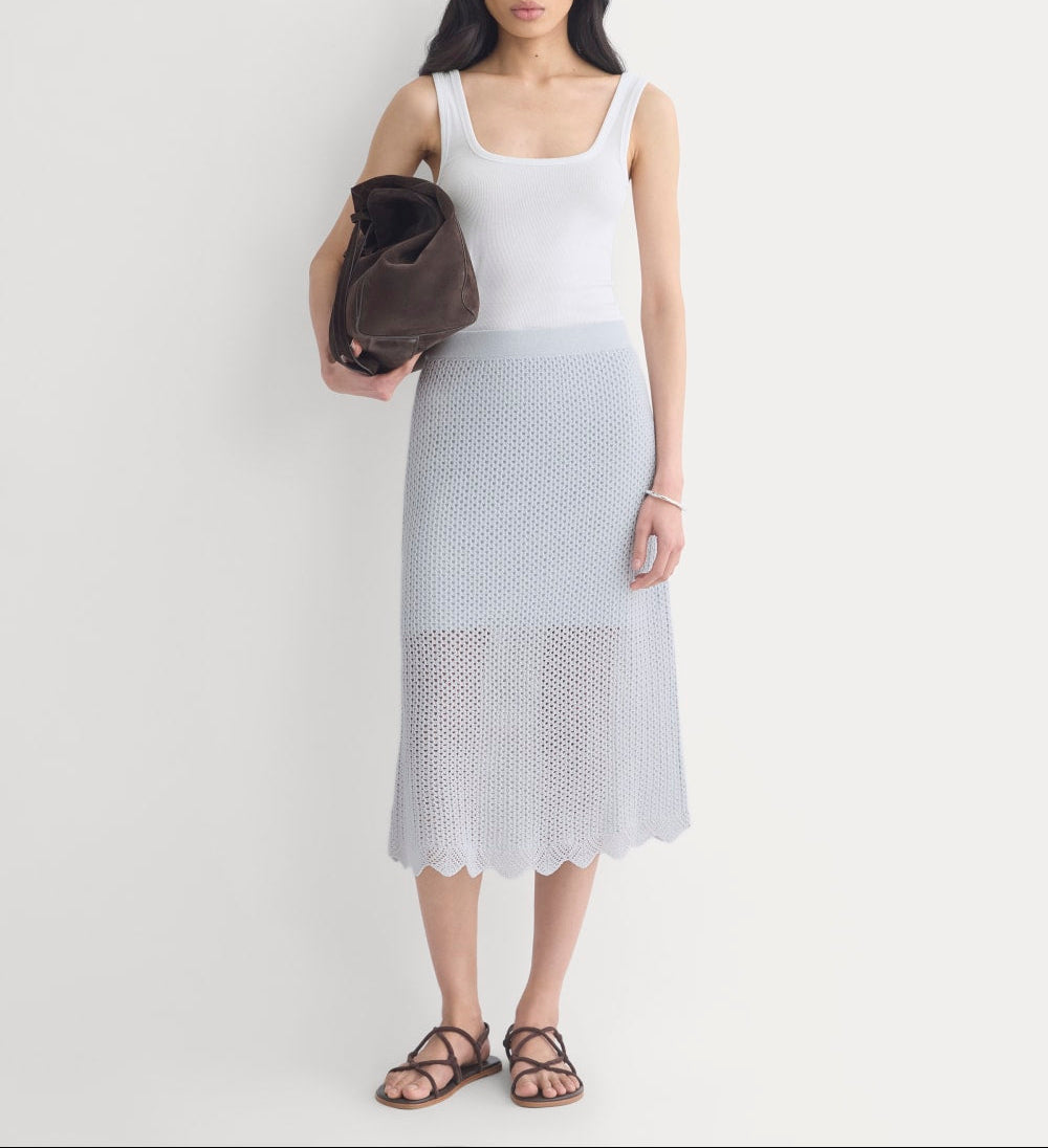 Lace-Knit Midi Skirt | Skywriting