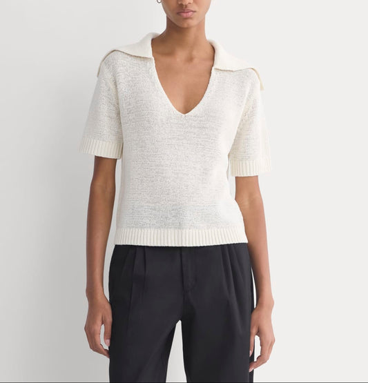 Open Collar Polo | Bone