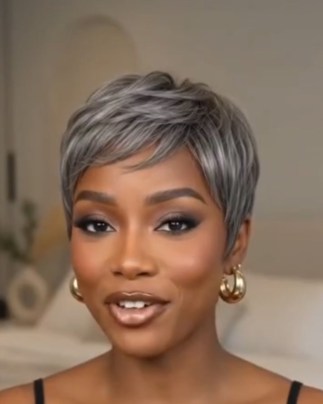 Salt & Pepper Short Wig Bob Straight Hair