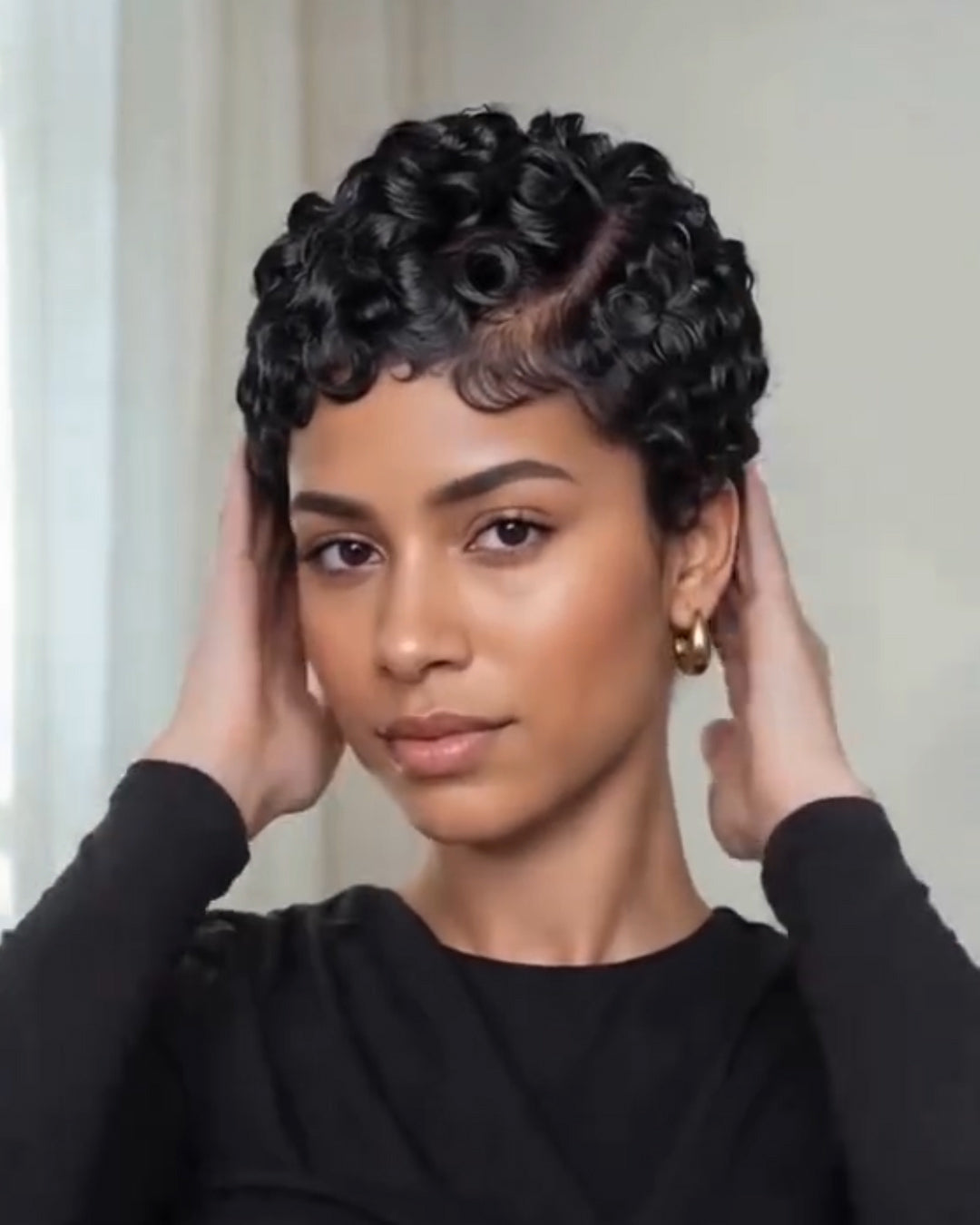 Cut Egg Wavy Curly Bomb Short Pixie