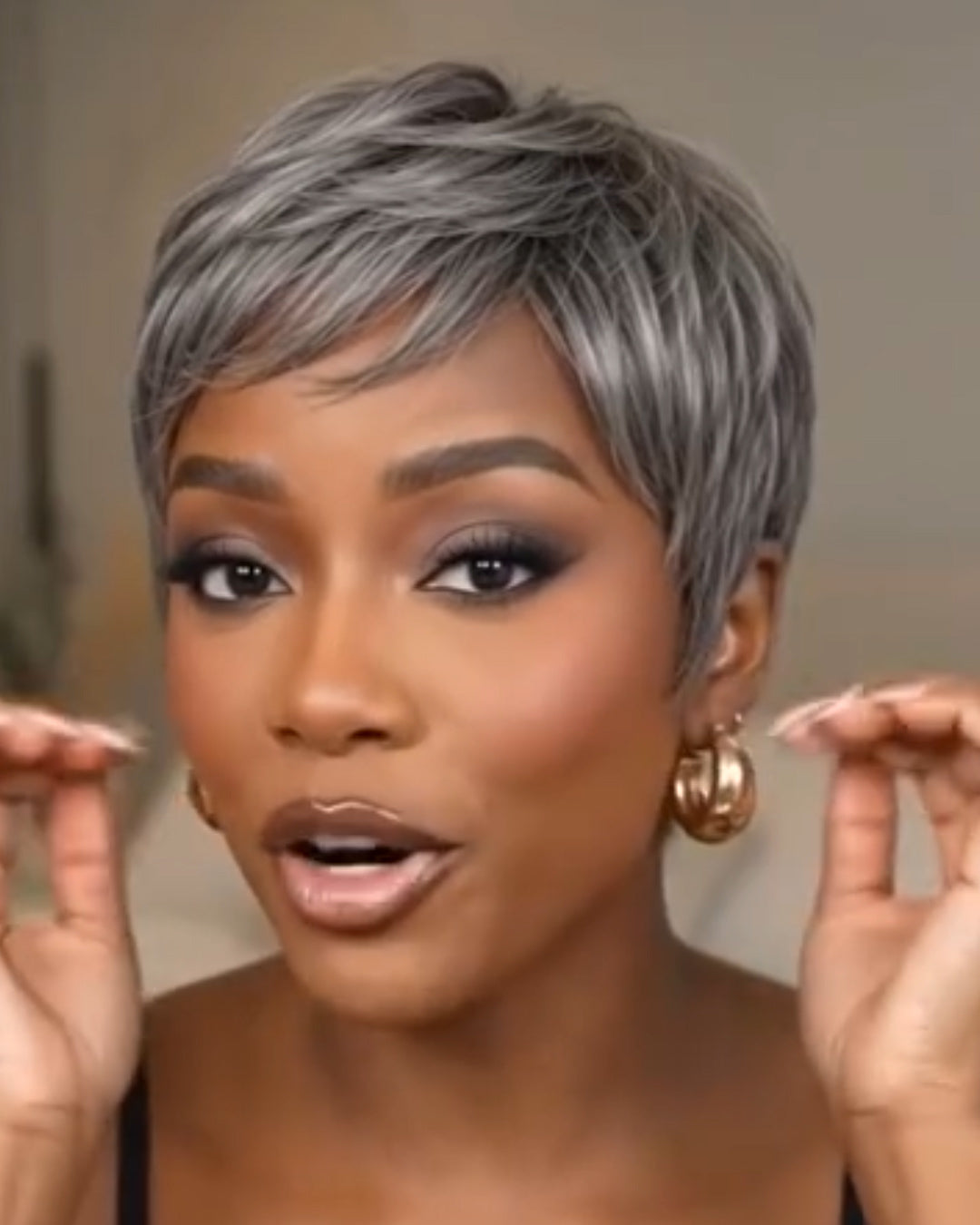 Salt & Pepper Short Wig Bob Straight Hair