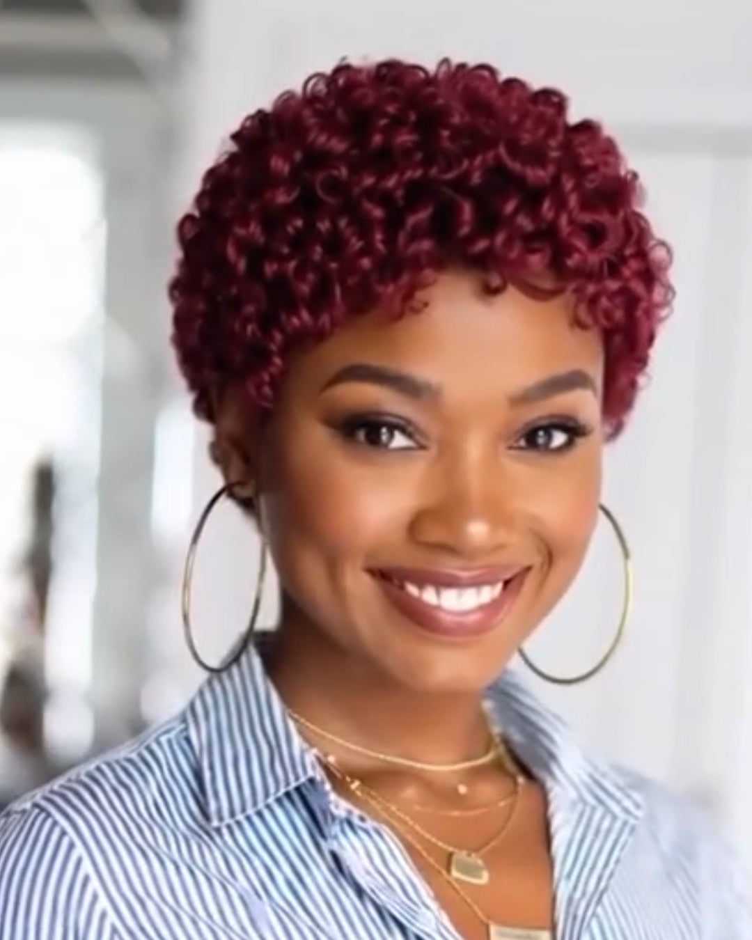 Cut Egg Wavy Curly Bomb Short Pixie