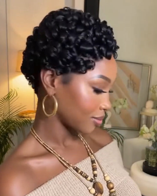 Cut Egg Wavy Curly Bomb Short Pixie