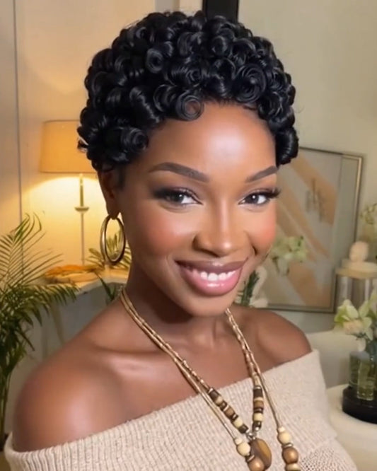 Cut Egg Wavy Curly Bomb Short Pixie