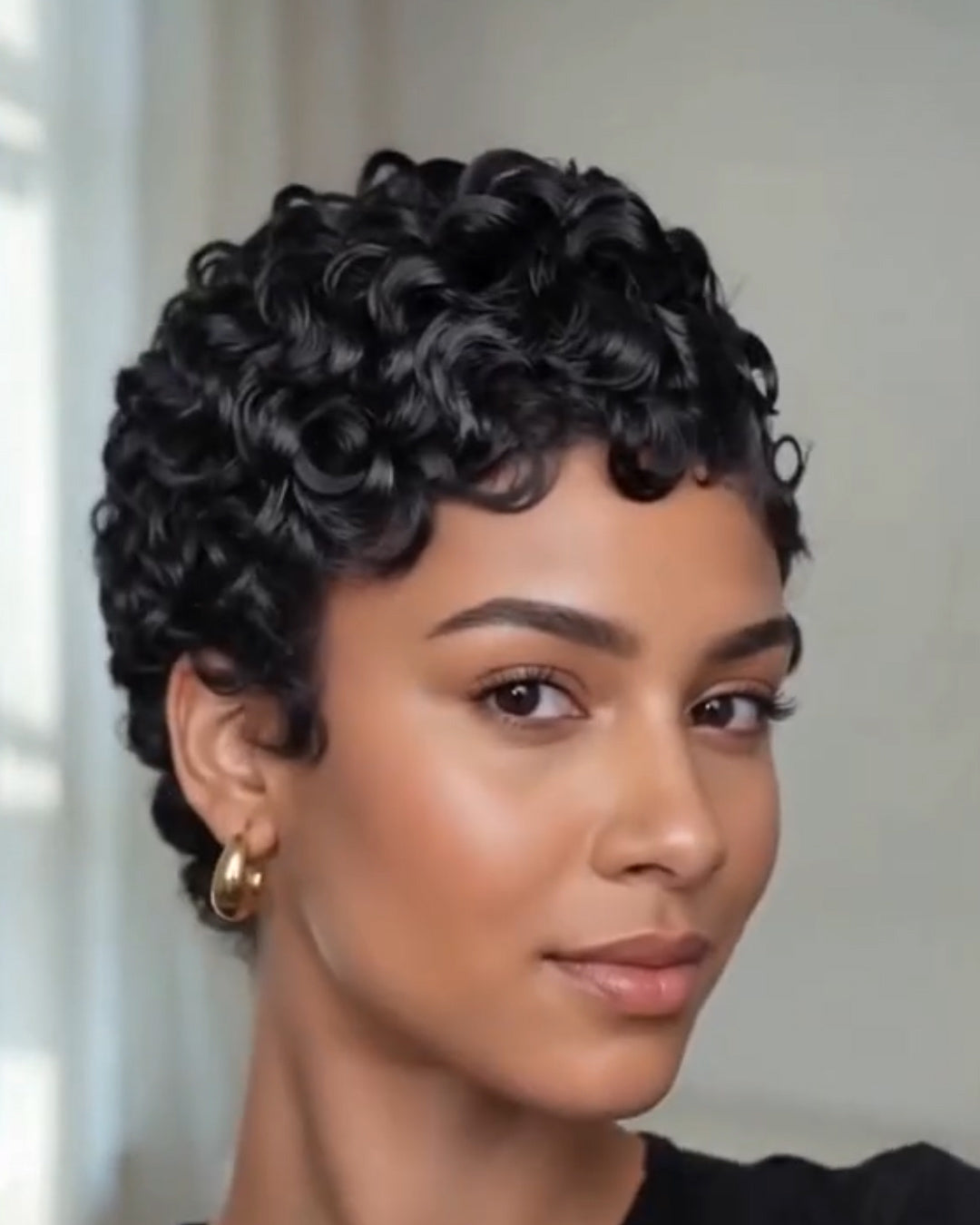Cut Egg Wavy Curly Bomb Short Pixie