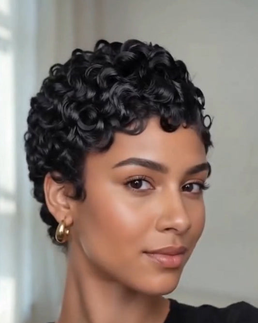 Cut Egg Wavy Curly Bomb Short Pixie