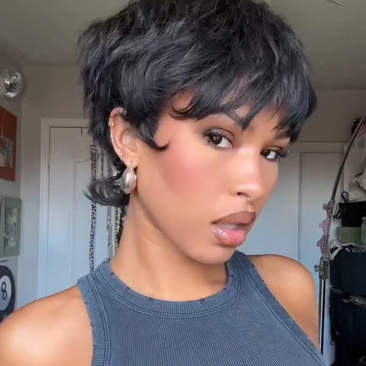 Short Curly Pixie Human Hair Beginner Friendly Wig