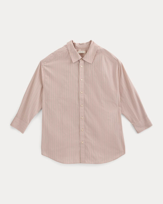 Back-Tie Oversized Shirt in Washed Poplin | Burnished Lilac/Gardenia