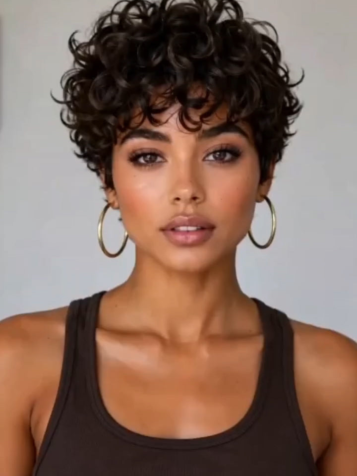 3 Seconds Wear Pixie Cut Wig Human Hair Glueless Short Curly Wig Pre Plucked