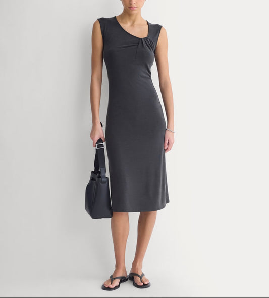 Knit Asymmetrical Midi Dress | Black