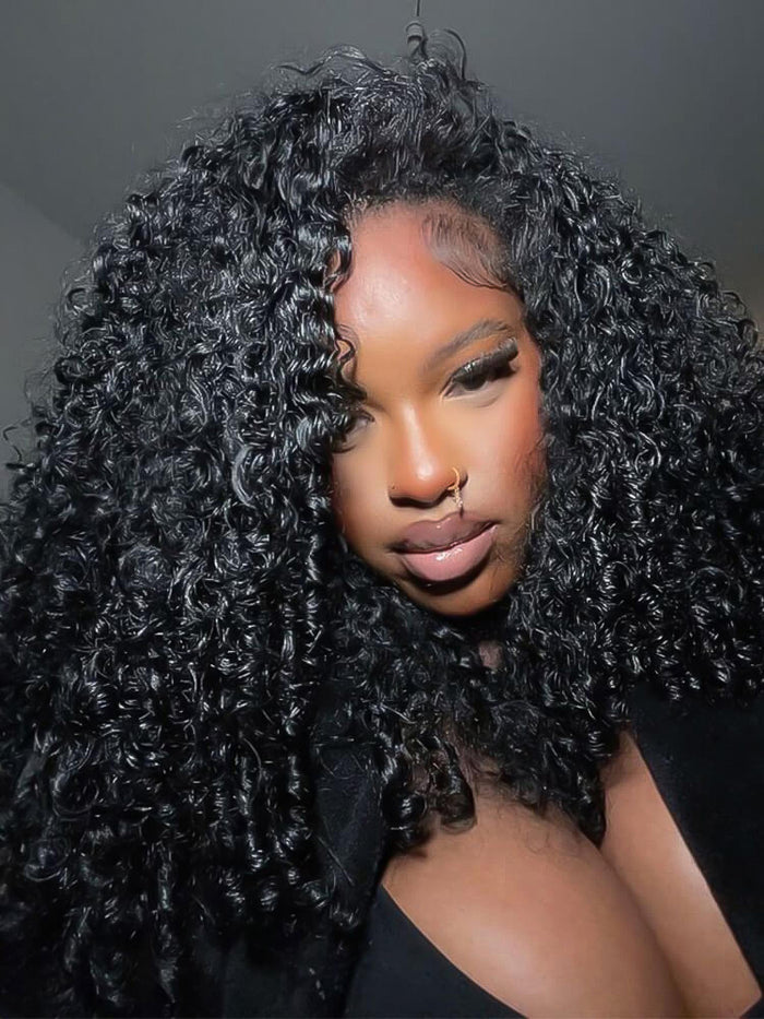 Pre-bleached Wear Go Glueless Wig 7x5 Pre-cut HD Lace Burmese Curly Human Hair