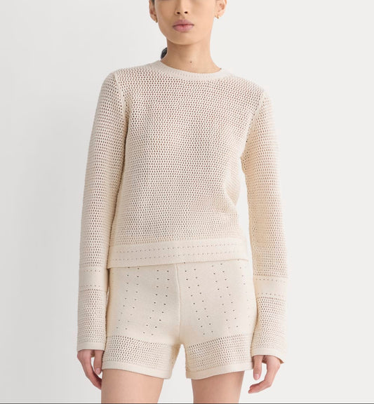 Open Knit Long-Sleeve Crew in Everyday Cotton | Canvas