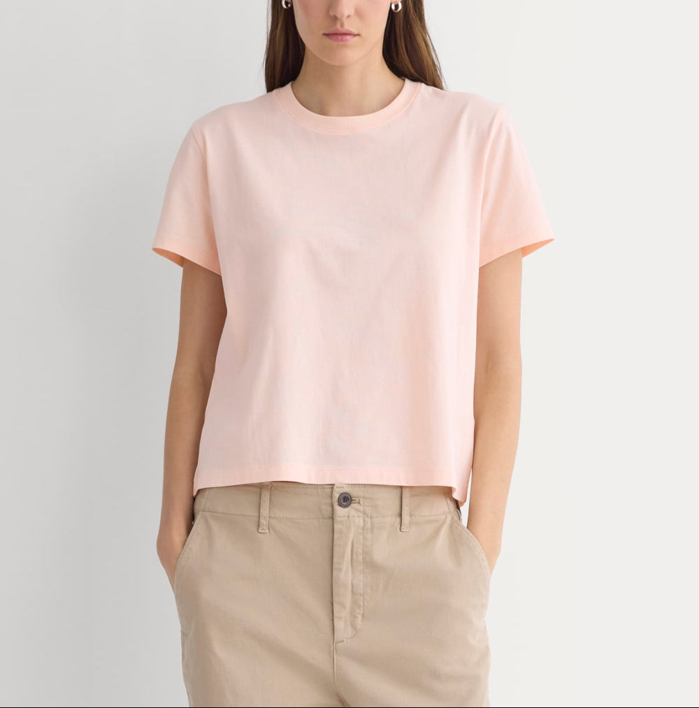 The Box-Cut Tee in Essential Cotton | Pale Peach | No Pocket