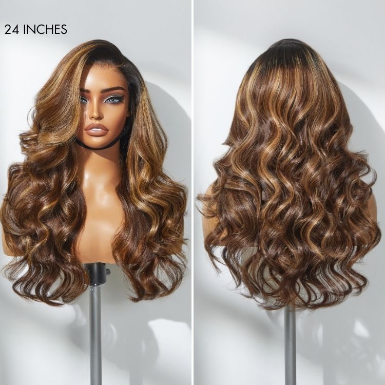 Glueless 7x6 Closure HD Lace Loose Body Wave Long Wig Pre-Cut Lace