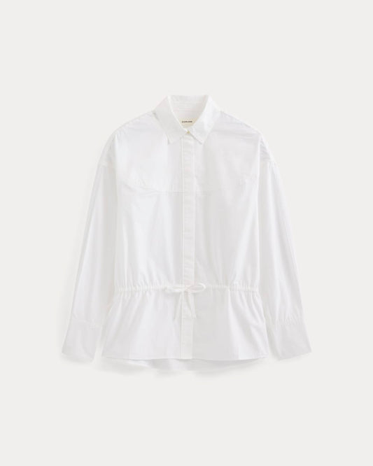 Oversized Cinched Shirt in Ultrasoft Cotton | White
