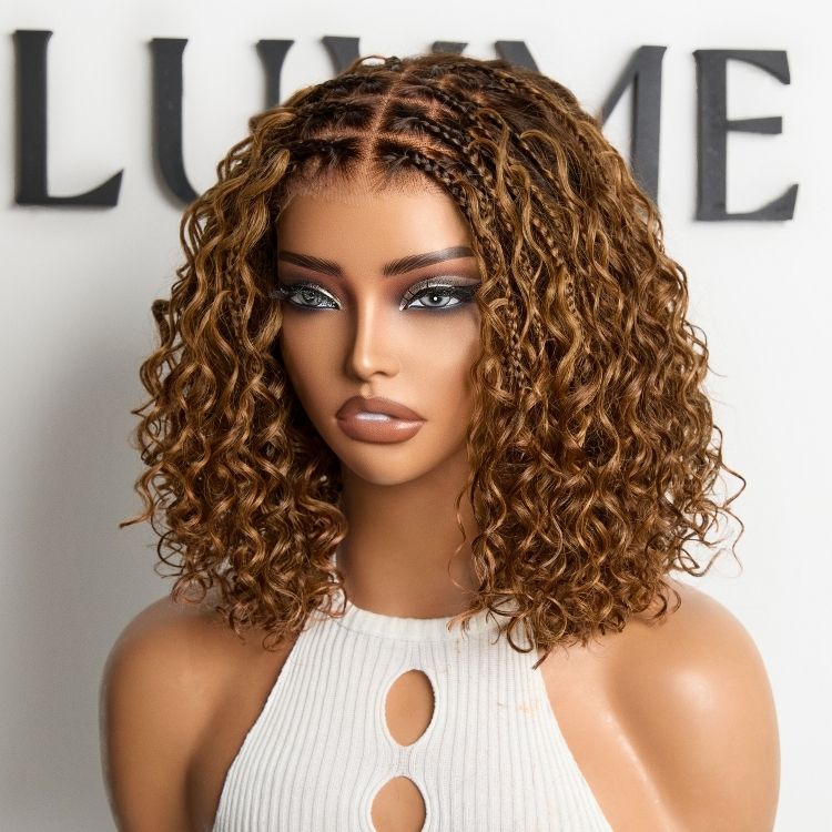 Boho Braids Deep Curly Glueless 5x5 Closure Lace with Braided Top Human Hair Wig