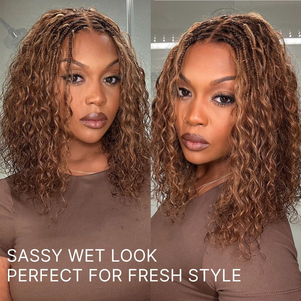 Boho Braids Deep Curly Glueless 5x5 Closure Lace with Braided Top Human Hair Wig