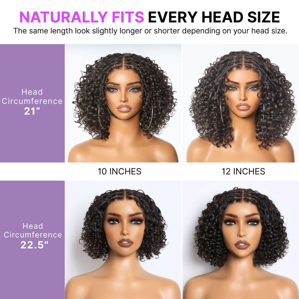 Boho Braids Deep Curly Glueless 5x5 Closure Lace with Braided Top Human Hair Wig
