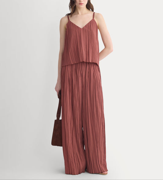 Crinkle Wide-Leg Pant | Henna Red