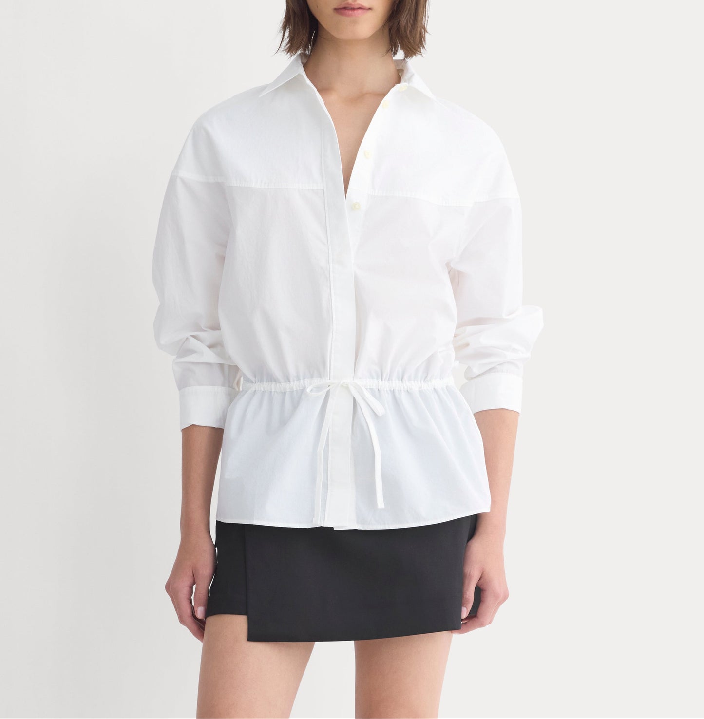 Oversized Cinched Shirt in Ultrasoft Cotton | White