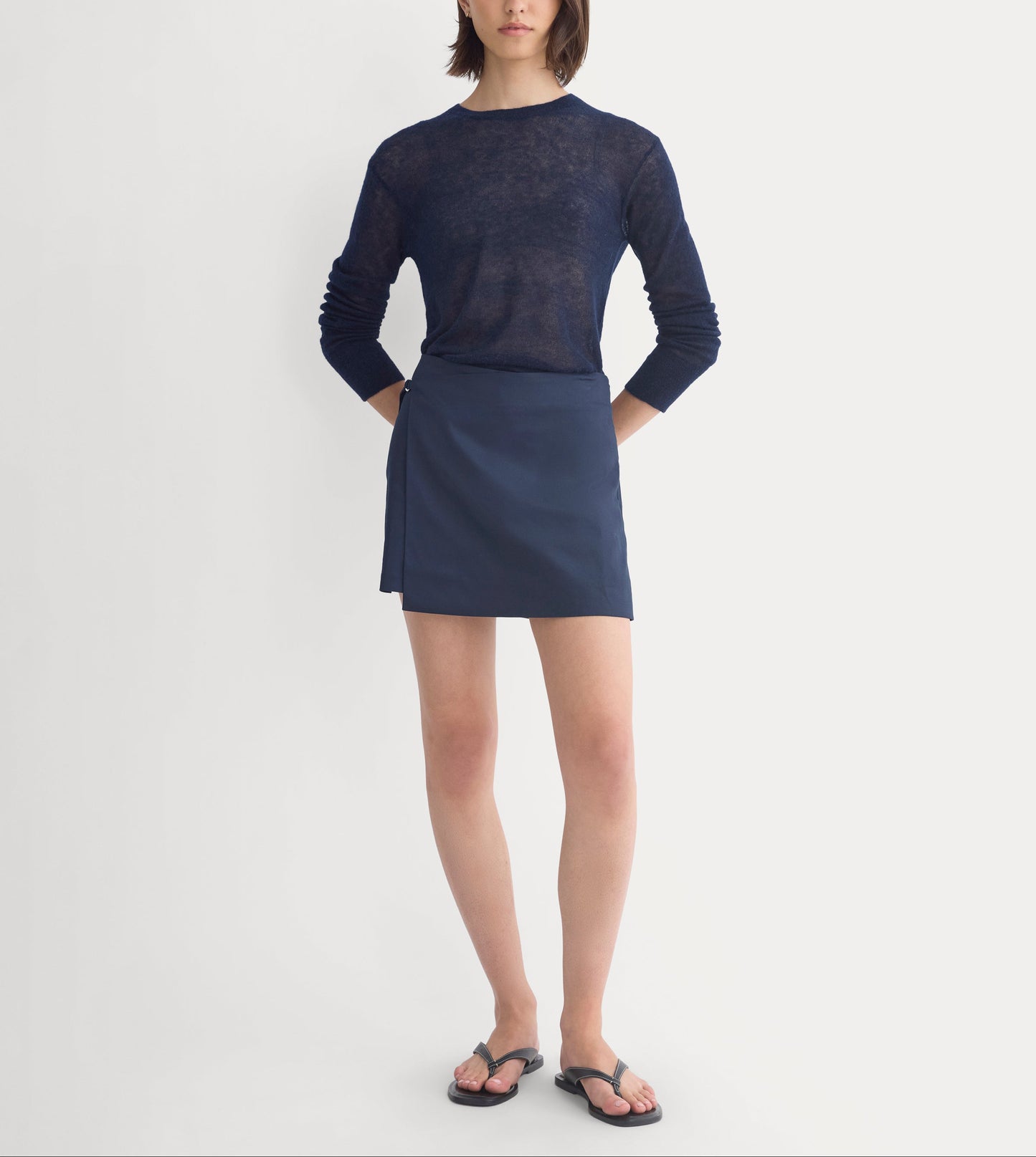Tailored Drape Mini Skort | Navy