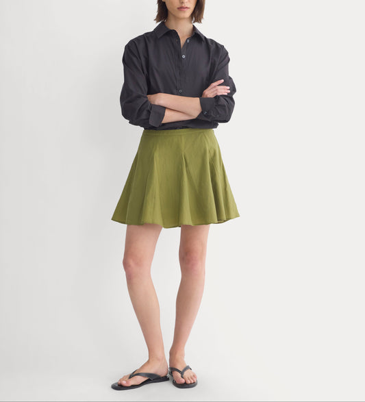 Godet Mini Skirt in Cotton Silk | Mayfly