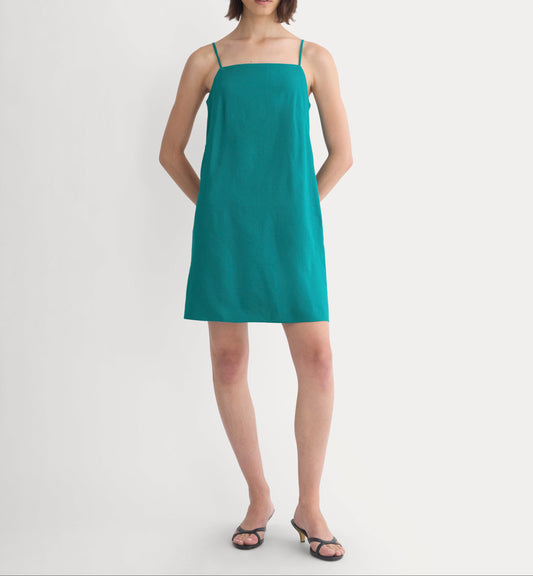 Mini Shift Dress in Stretch Linen | Everglade