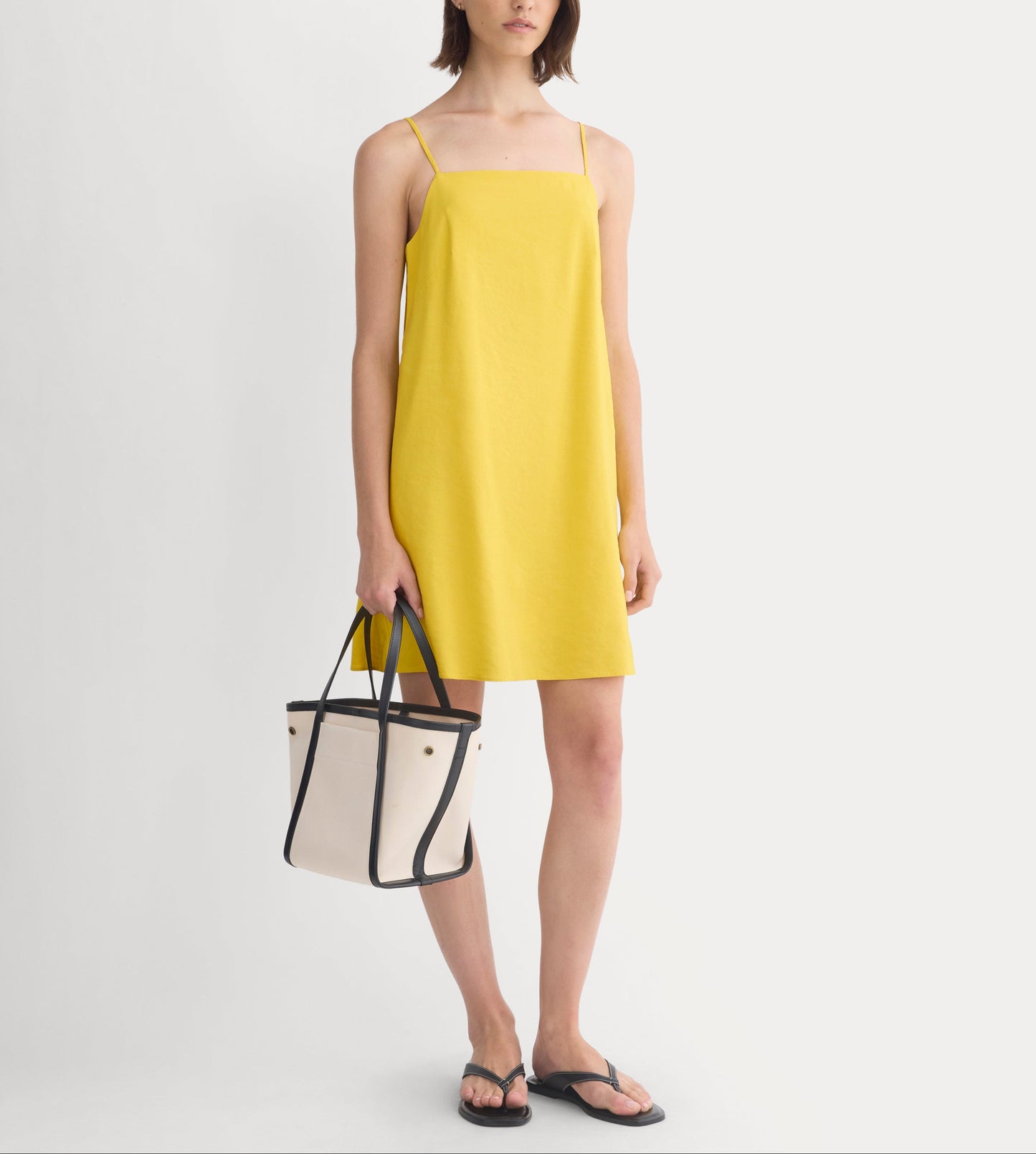 Mini Shift Dress in Stretch Linen | Passion Fruit