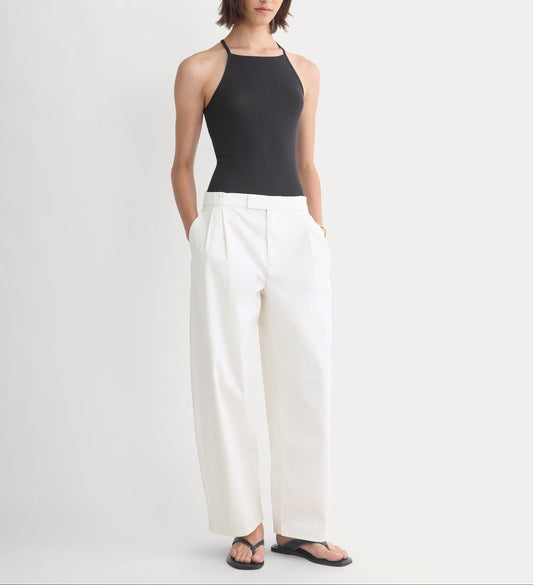 Barrel-Leg Pant in Organic Cotton Sateen | Bone