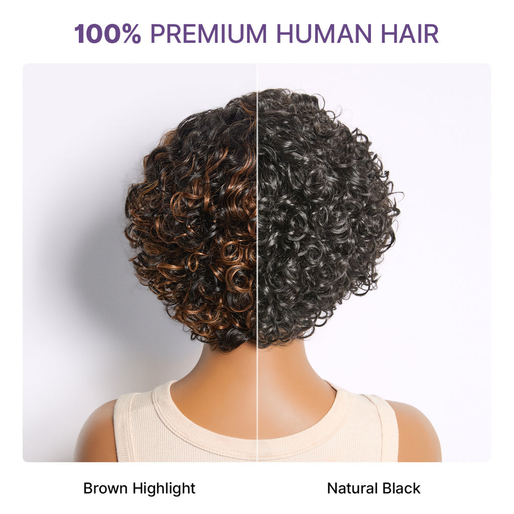 Water Wave Pixie Cut Water Wave Glueless Minimalist HD Lace Short Curly Wig