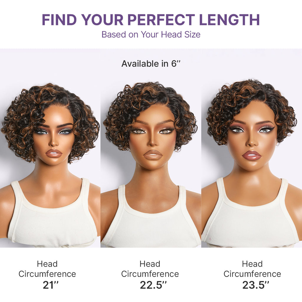 Water Wave Pixie Cut Water Wave Glueless Minimalist HD Lace Short Curly Wig
