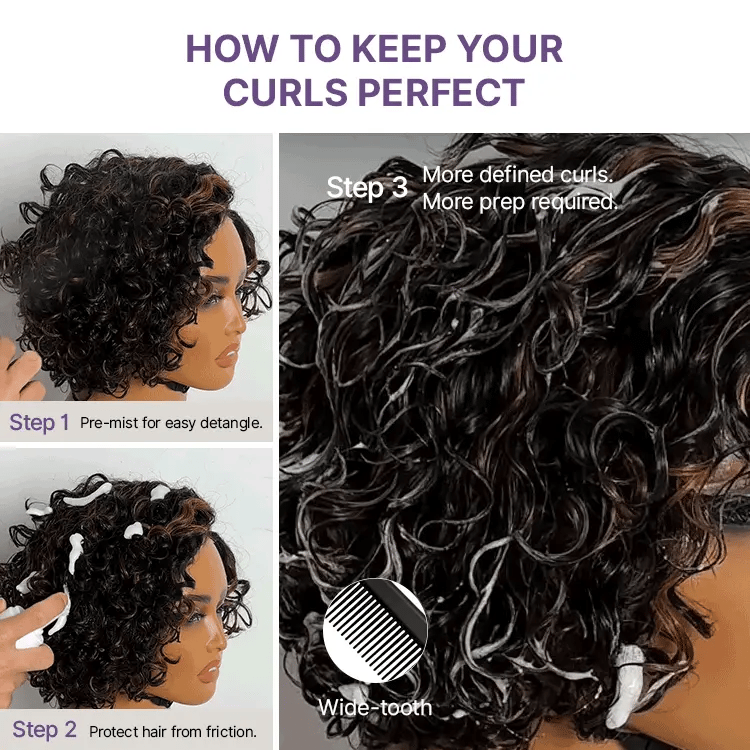 Water Wave Pixie Cut Water Wave Glueless Minimalist HD Lace Short Curly Wig