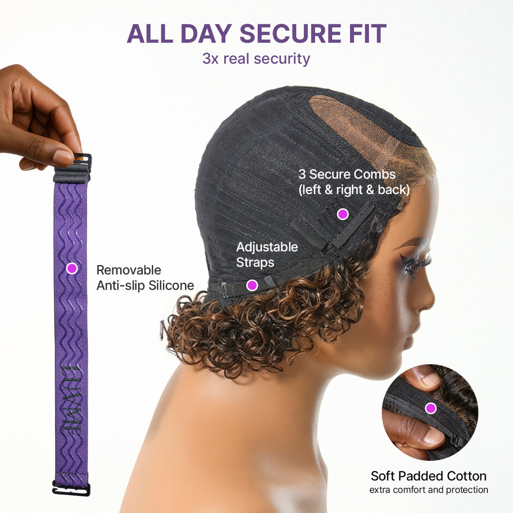 Water Wave Pixie Cut Water Wave Glueless Minimalist HD Lace Short Curly Wig