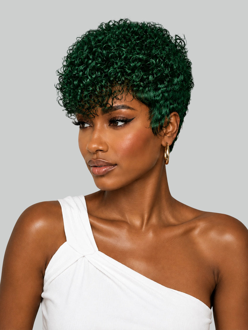 Short Curly Pixie Wig Multiple colors with bang