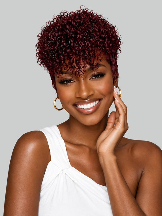 Short Curly Pixie Wig Multiple colors with bang