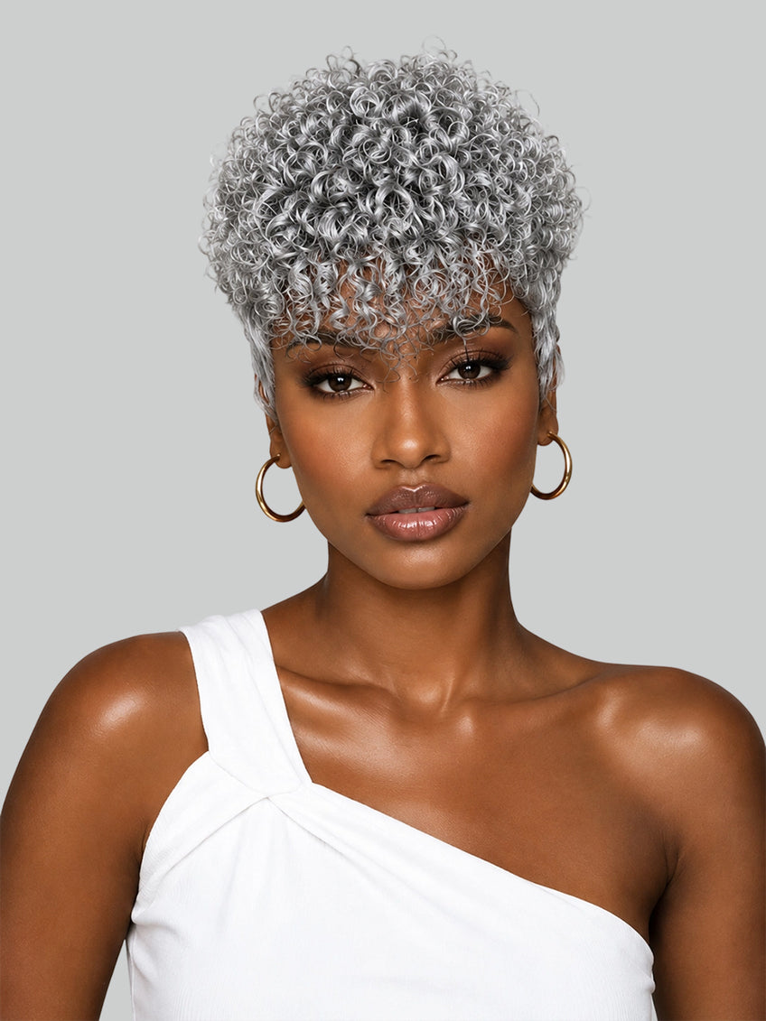 Short Curly Pixie Wig Multiple colors with bang