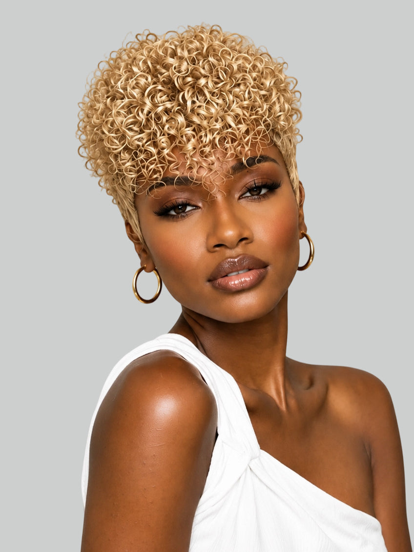 Short Curly Pixie Wig Multiple colors with bang