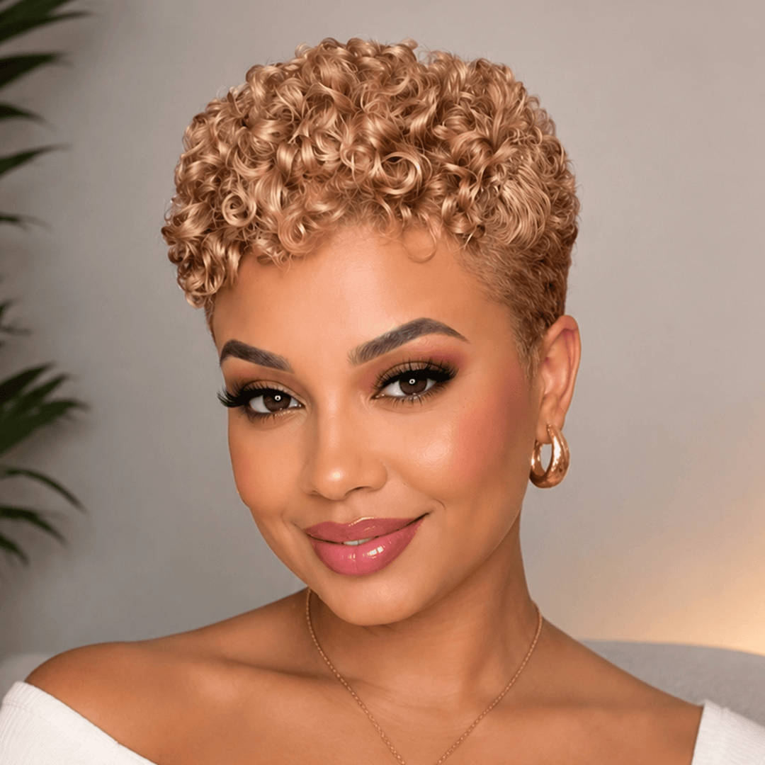 Bronze Small Finger Wave Lace Pixie