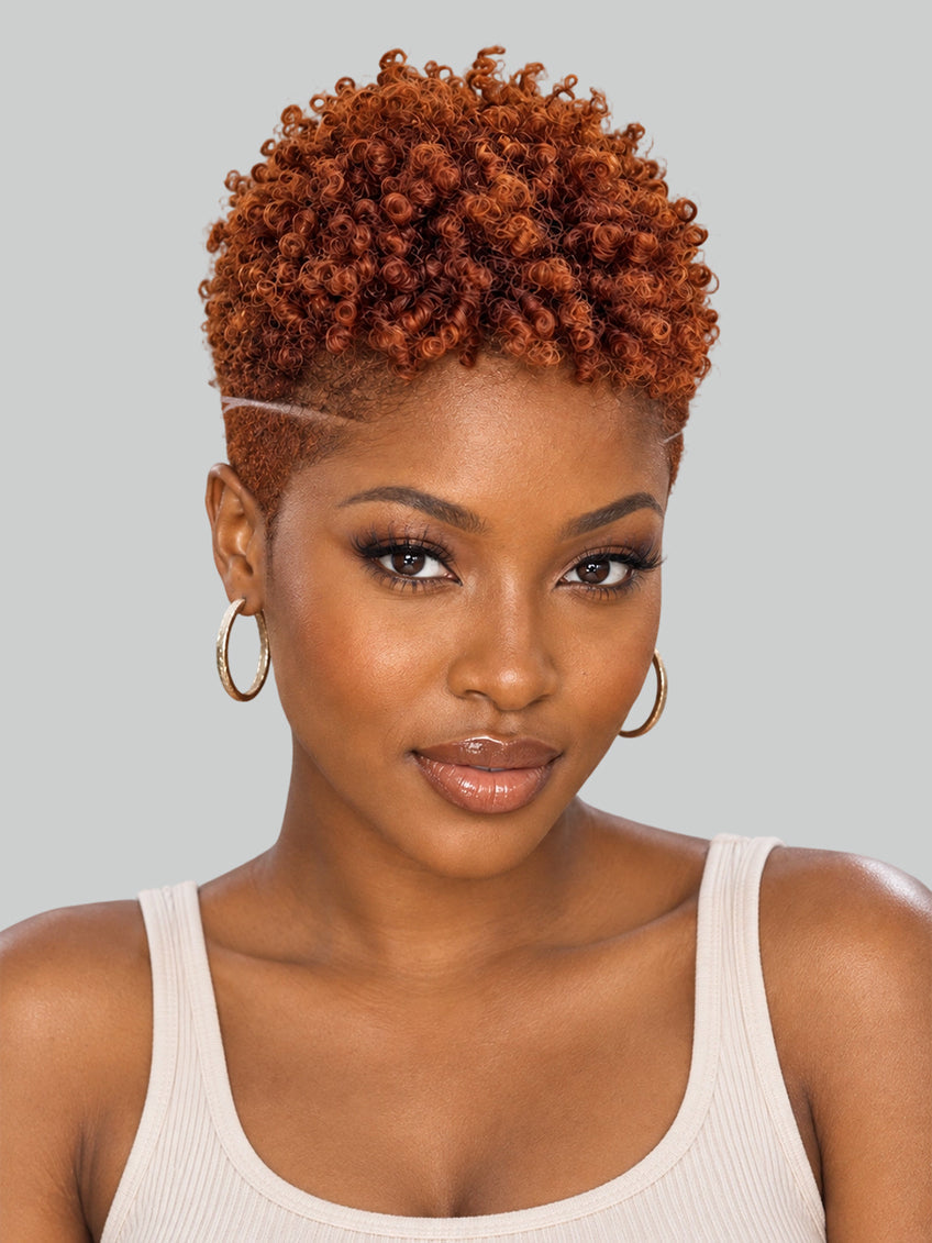 Pixie wig Afro 6 inches Orange